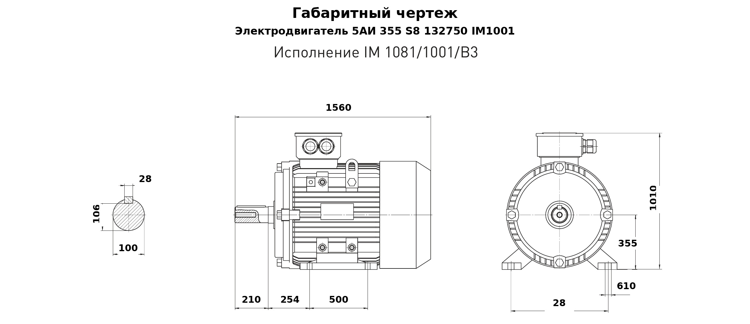 Чертеж чертеж электродвигателя 5АИ 355 S8 132/750 IM1001