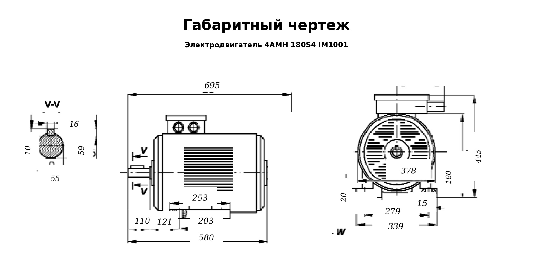 Чертеж Электродвигатель 4АМН 180S4