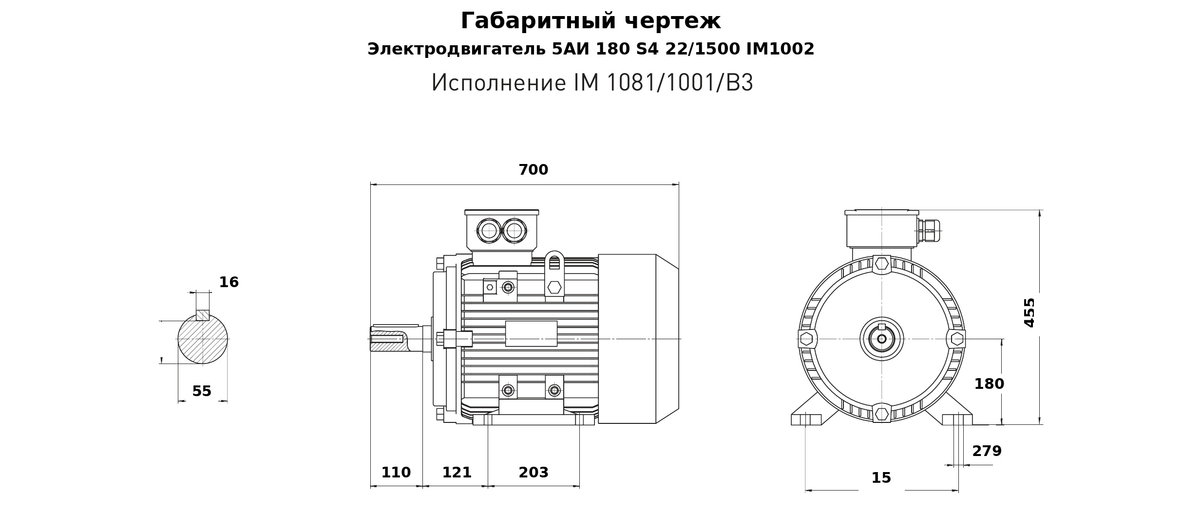 Чертеж чертеж электродвигателя 5АИ 180 S4 22/1500 IM1002